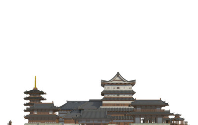 旧的日本建筑孤立在白色背景的3d插图