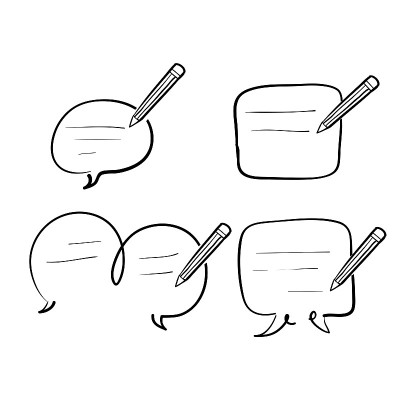 手绘涂鸦写作反馈插图图标孤立