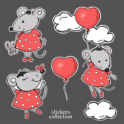 Seth with cute funny mice. Mouse with flowers, but