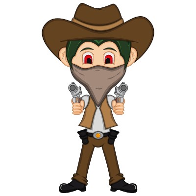 Cowboy shooting a gun cartoon vector illustration