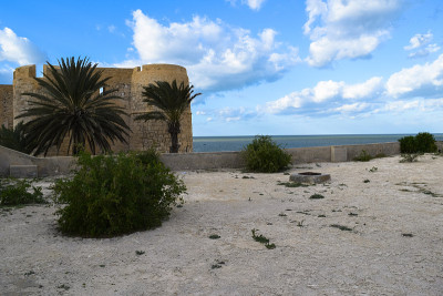 位于突尼斯地中海沿岸的中世纪堡垒Bordj El Kebir (Fort Ghazi Mustaph