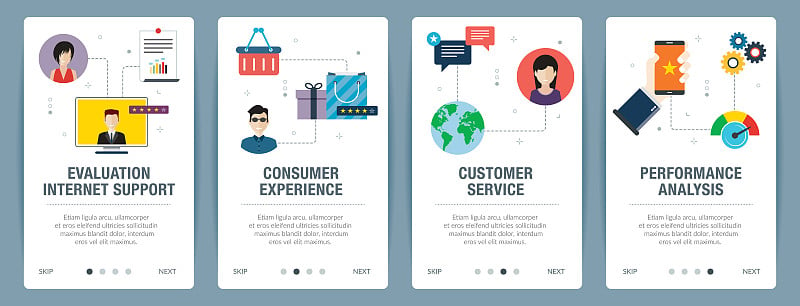 Internet banner set of evaluation, customer servic