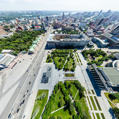 空中城市景观与道路，房屋和建筑物