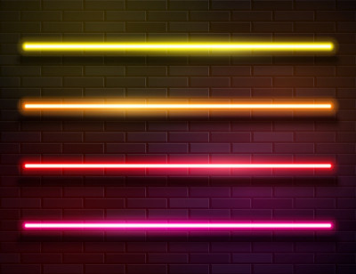 Modern Neon Iridescent Glowing Lines Banner on Dar