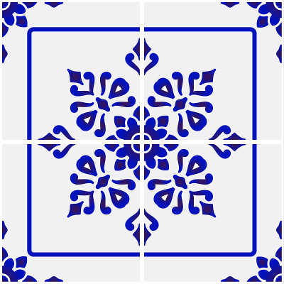 蓝白瓷砖图案