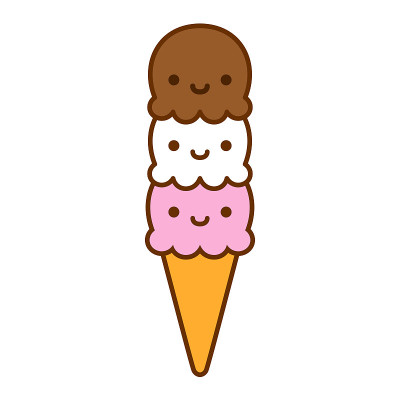 Cartoon Cute Ice Cream Icon Isolated On White Back