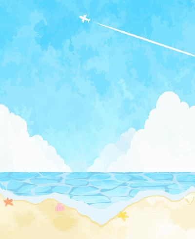 美丽的水彩海背景插图