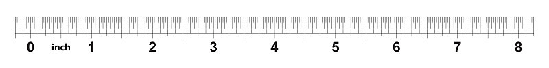 Ruler 8 inches, imperial sistem. The division pric