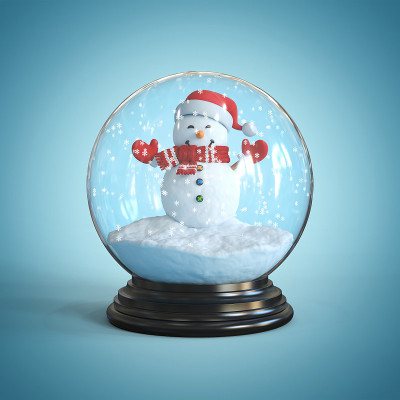 雪人内部的雪球3d渲染