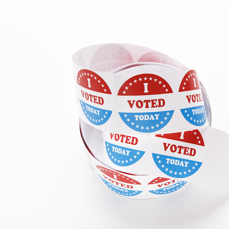 Roll of circular stickers with I Voted Today text 