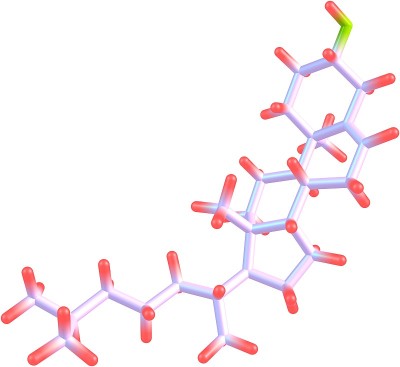 胆甾醇分子在白色背景上