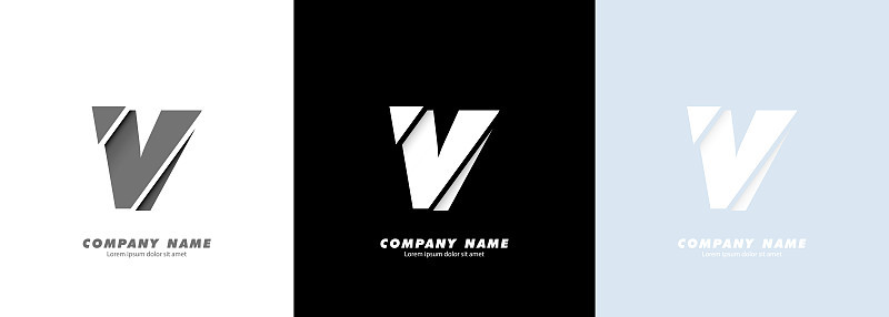 抽象艺术字母V标志。破碎的设计。向量EPS 10。在白色背景上隔离