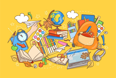 回到学校横旗。涂鸦风格。