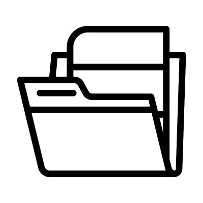 文件夹与数字文件线图标矢量插图
