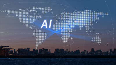 5G和AI技术，全球通信网络概念。