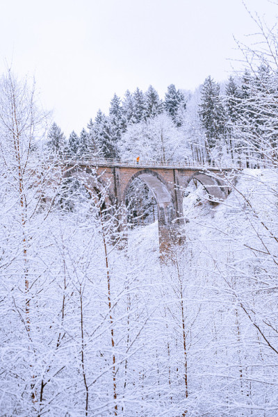高架桥在雪