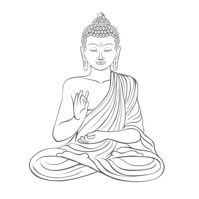 释迦牟尼佛与举起的右手矢量插图