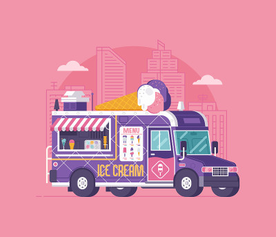 街头冰淇淋车插图