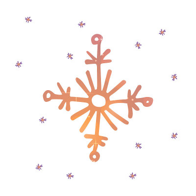 放大的孤立的画雪花图像