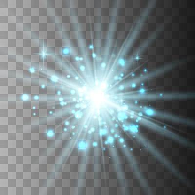 发光的火花。发光恒星爆炸。向量