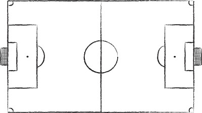 足球场。运动矢量漫画在涂鸦风格。画矢量。