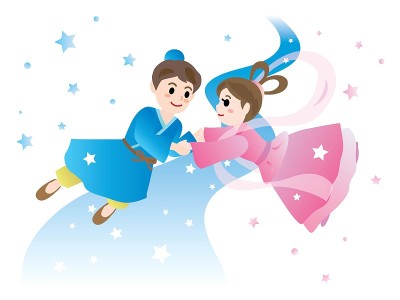 七夕之夜，织女星和牛郎星在银河相遇。