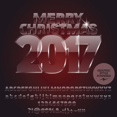 矢量玻璃2017年圣诞快乐贺卡