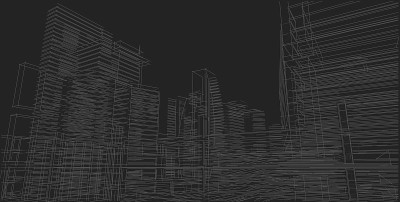 3D插图建筑透视线