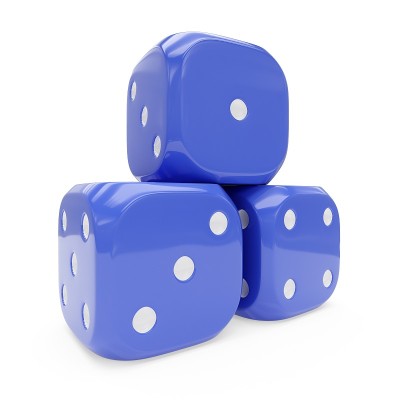 3d渲染三个蓝色方块孤立在白色背景上