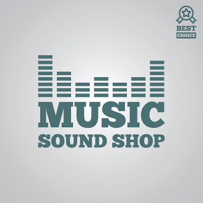 矢量标志类型元素，标签，徽章和剪影的音乐商店