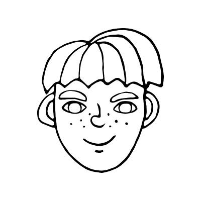 轮廓的脸的人。手绘线条艺术插图。一个男人、女人、男孩、女孩的头，在一个涂鸦的风格，孤立在一个白色的背