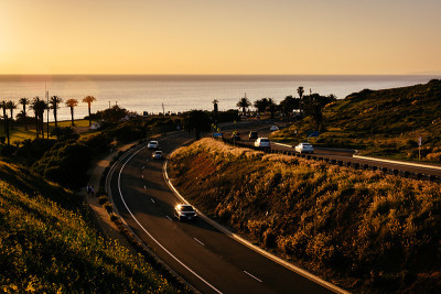 Palos Verdes大道日落，在Rancho Palos Verdes，加利福尼亚州
