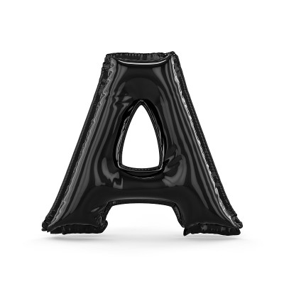 黑色字母A由充气气球制成。3 d