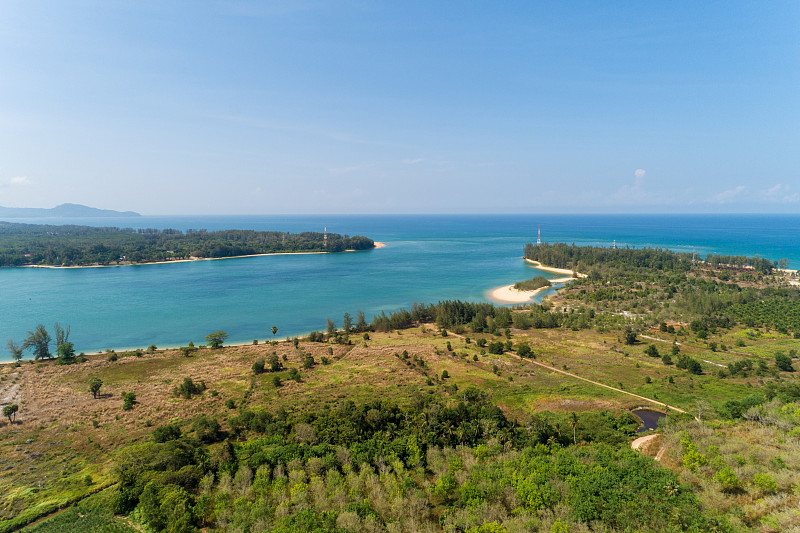 风景自然风景美景美丽的热带海与美丽的海面在夏季图像鸟瞰无人机拍摄，高角度视图。