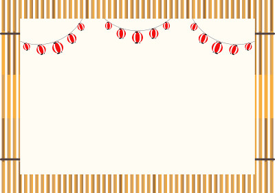Japanese reed screen and paper with summer picture