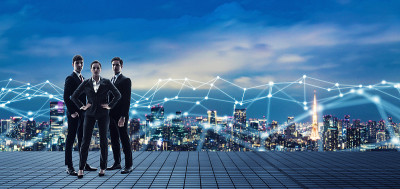 Communication network concept. Network engineers. 