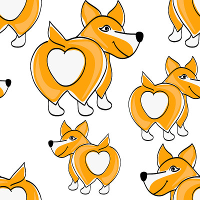 柯基犬的无缝图案孤立在白色。卡通矢量股票插图。每股收益10