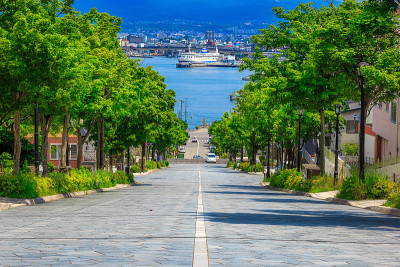 日本北海道函馆八幡坂坡