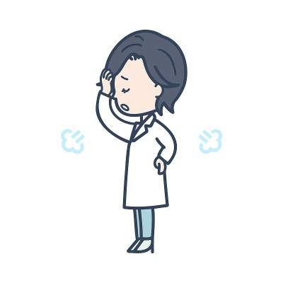 这是一个女医生叹气的例子。矢量图像。