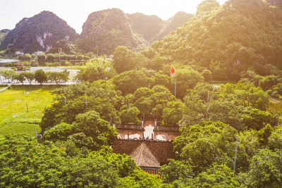 越南和路丁田黄寺的空中景观。