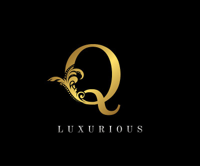 Vintage Gold Q Letter Logo设计。