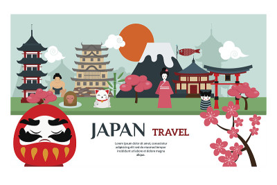 日本地标旅游矢量海报
