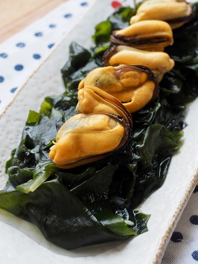 亚洲食物海藻和贻贝