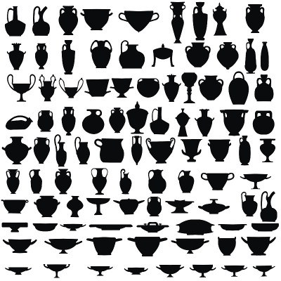 94个古代陶器的剪影
