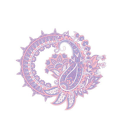 佩斯利矢量模式。孤立的亚洲插图