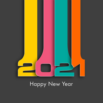 2021年新年快乐文本设计向量。