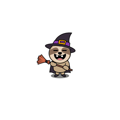 万圣节魔鬼树懒卡通人物，矢量插图