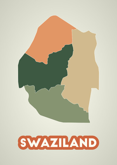 Swaziland poster in retro style.