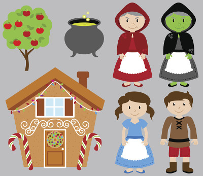 Hansel and Gretel Vector Collection with Witch and
