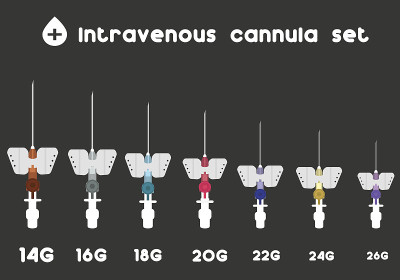 静脉插管。不同大小的静脉插管